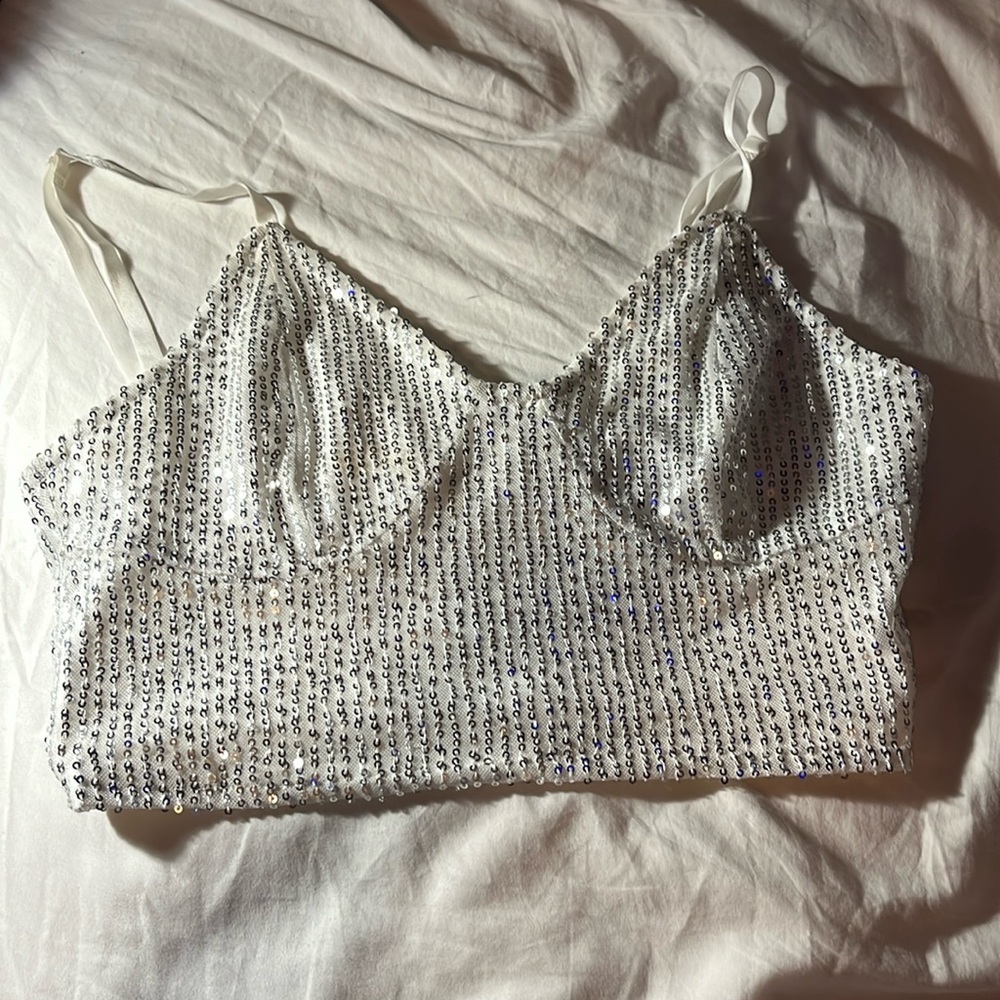 Sequin crop tank top. Size small.